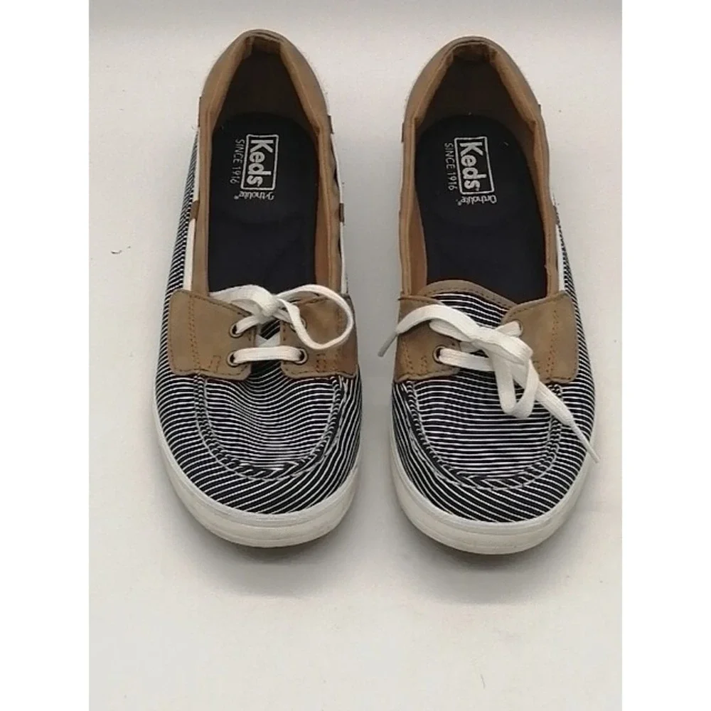 Keds Sneakers Womens Blue Striped‎ 9 Slip On Boat Shoe Ortholite Comfort Beach